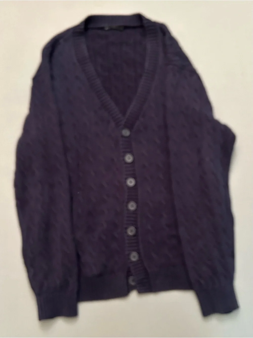 Brandy Melville Cable Knit Oversized V-Neck Cardigan Sweater‎ - Navy